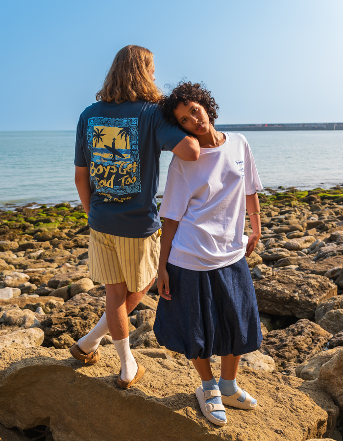 RIDE THE WAVES NAVY TEE