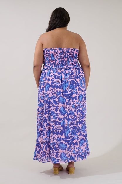 Riela Smocked Maxi Dress Floral Curve