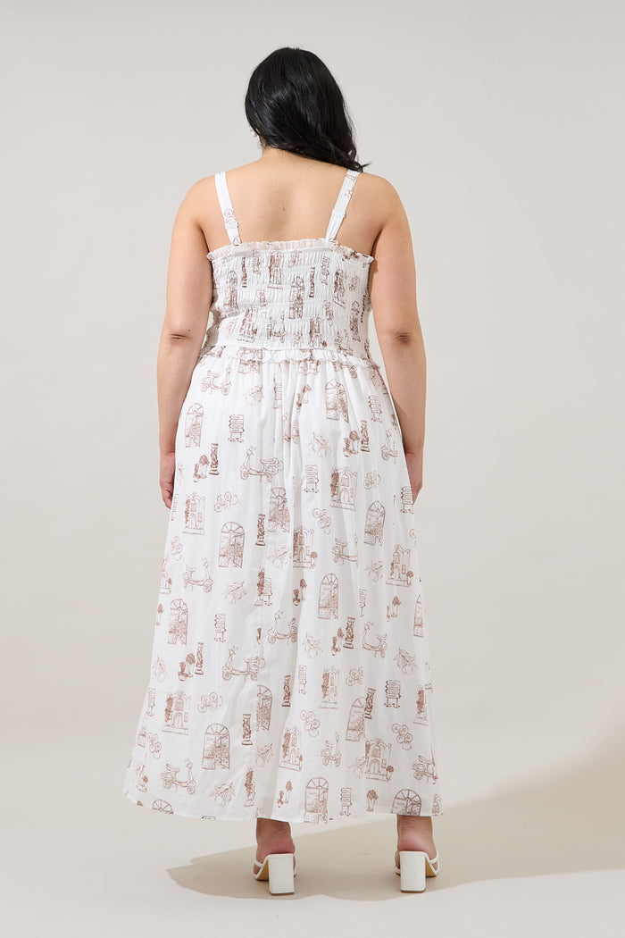 Riela Smocked Maxi Dress Toile Curve