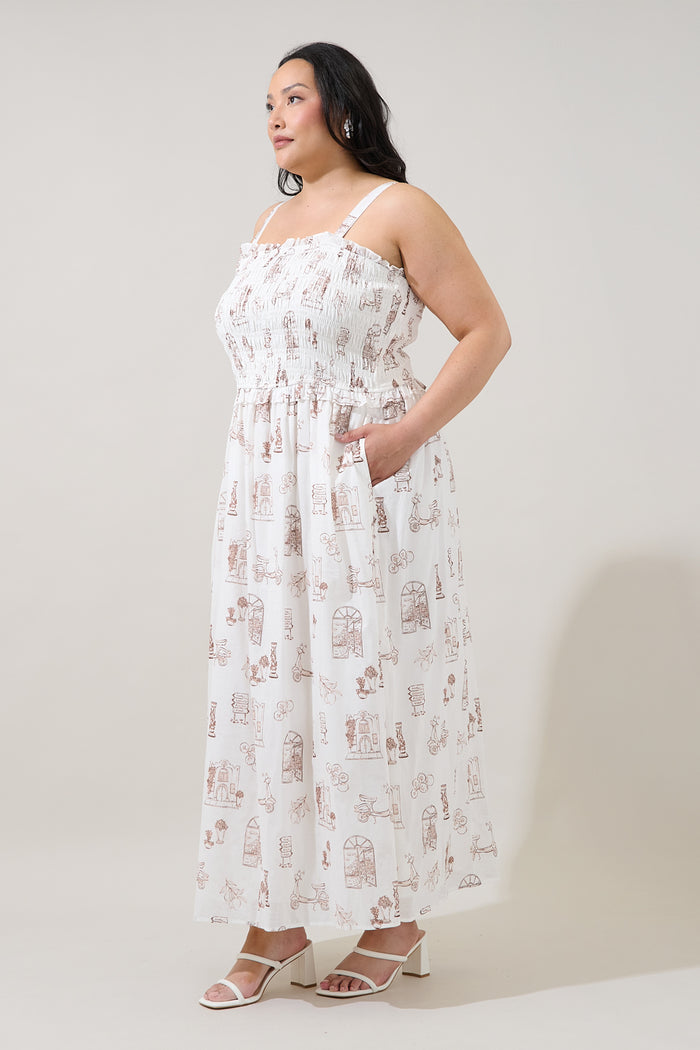 Riela Smocked Maxi Dress Toile Curve