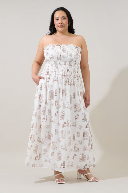 Riela Smocked Maxi Dress Toile Curve