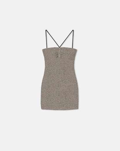 Rois - Loopback Cotton Mini Dress - Black/Creme Mouline