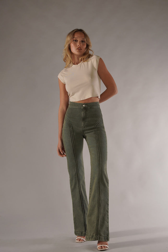 Rollergirl Flares / Green & Famous