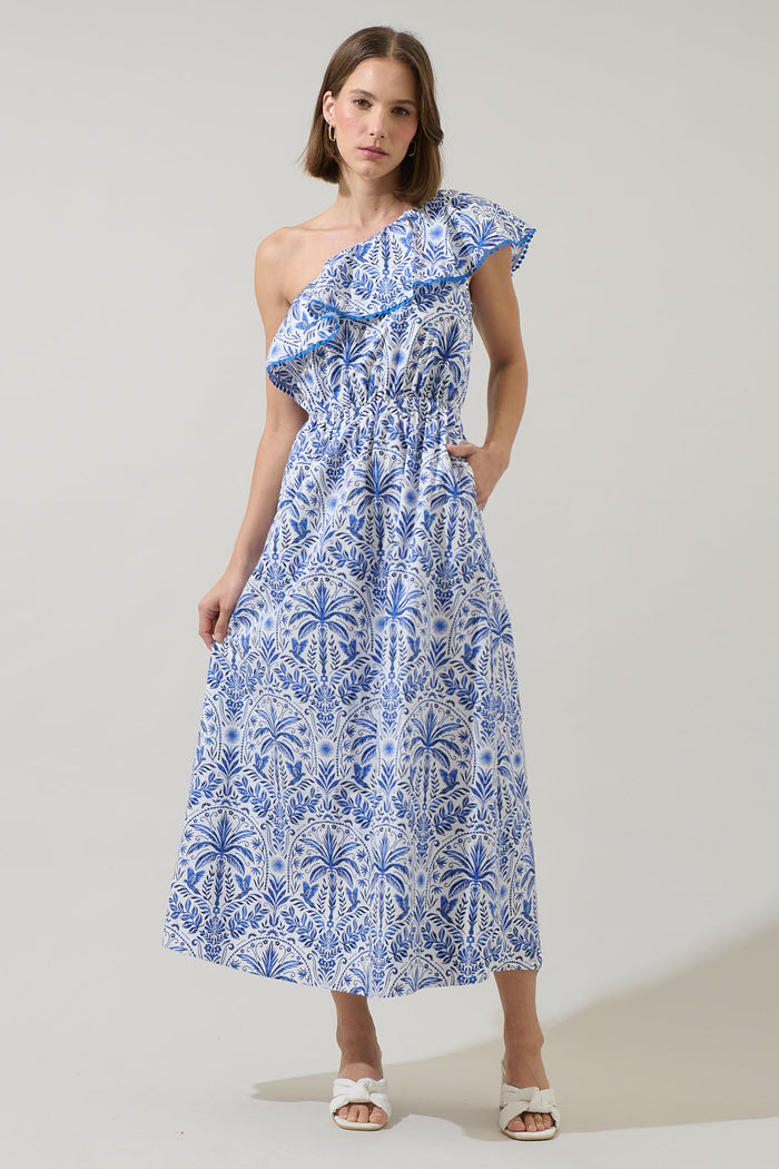 Romina Tropical Suraya One Shoulder Midi Dress