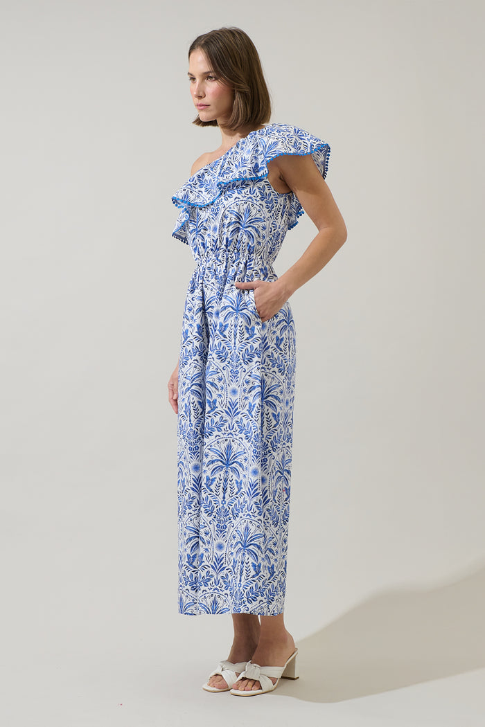 Romina Tropical Suraya One Shoulder Midi Dress
