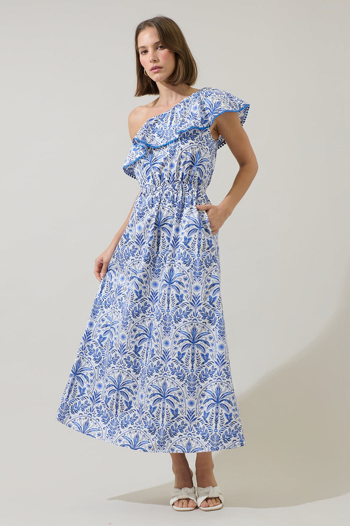 Romina Tropical Suraya One Shoulder Midi Dress