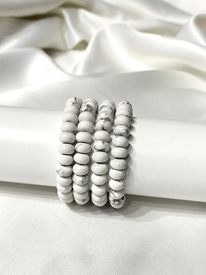 Rondelle Beads Howlite Bracelets, Healing Crystal Bracelets.