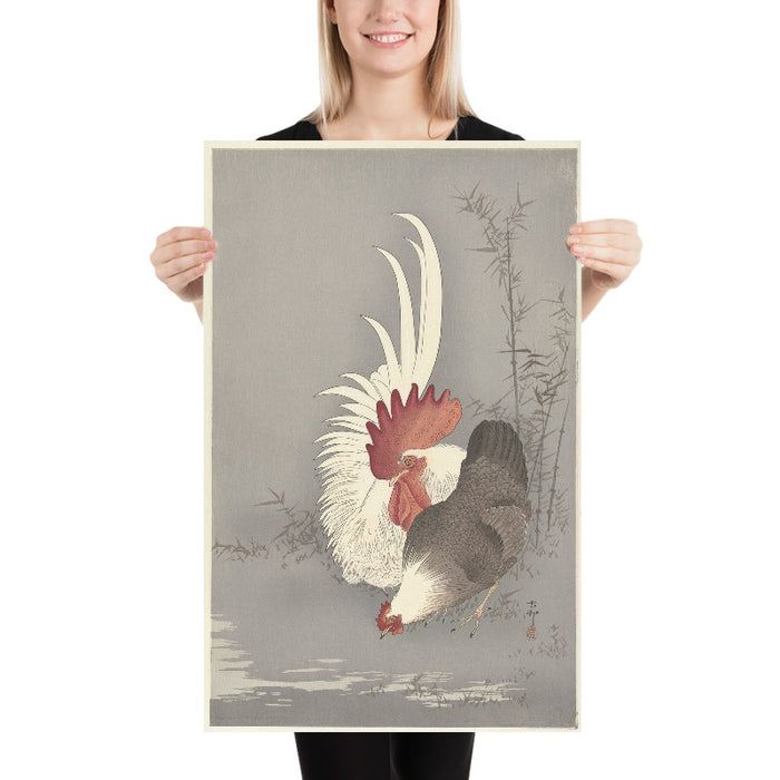 Rooster and Chicken by Ohara Koson, 1900