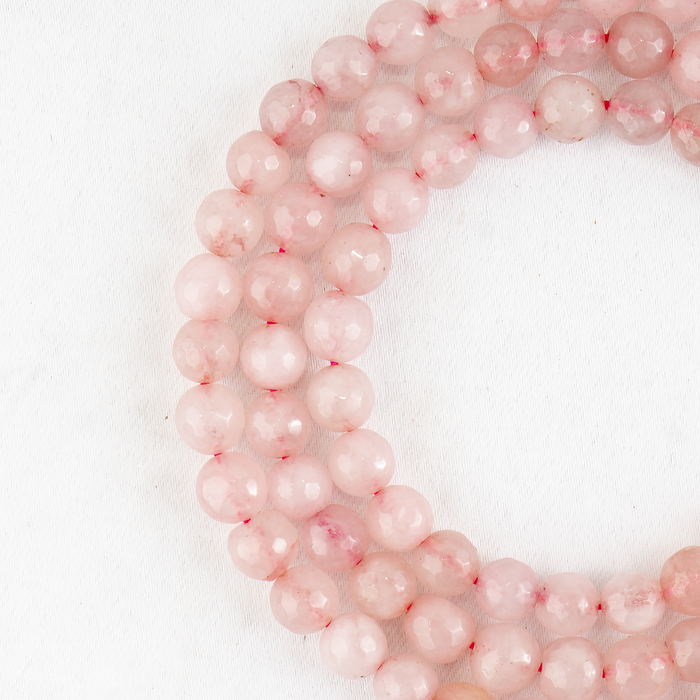 Rose Quartz Faceted Beads, Crystal Beads for Jewelry.