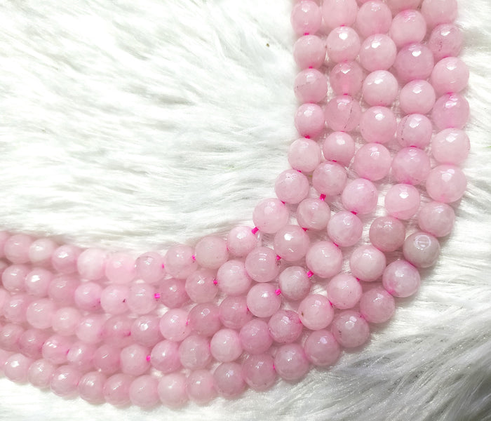 Rose Quartz Faceted Beads, Crystal Beads for Jewelry.