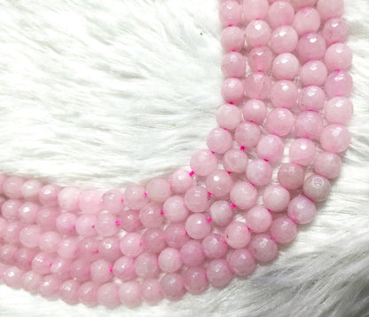 Rose Quartz Faceted Beads, Crystal Beads for Jewelry.
