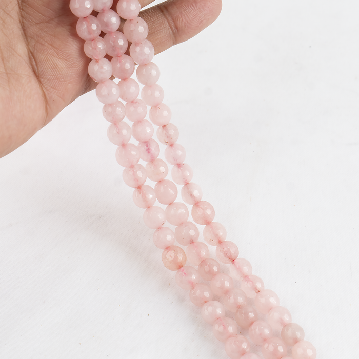 Rose Quartz Faceted Beads, Crystal Beads for Jewelry.