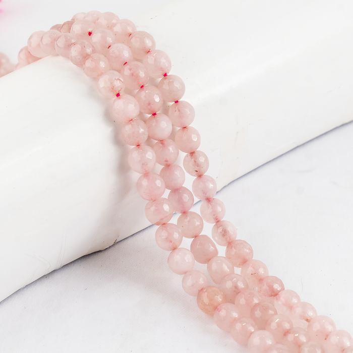 Rose Quartz Faceted Beads, Crystal Beads for Jewelry.