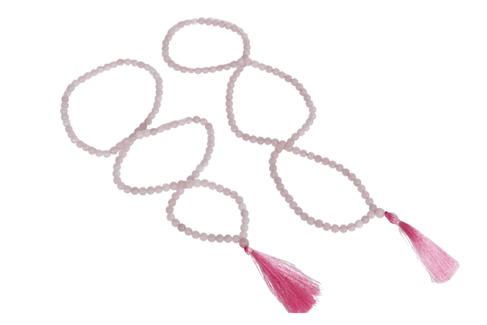 Rose Quartz Gemstone Mala, 108 Prayer Bead Mala.