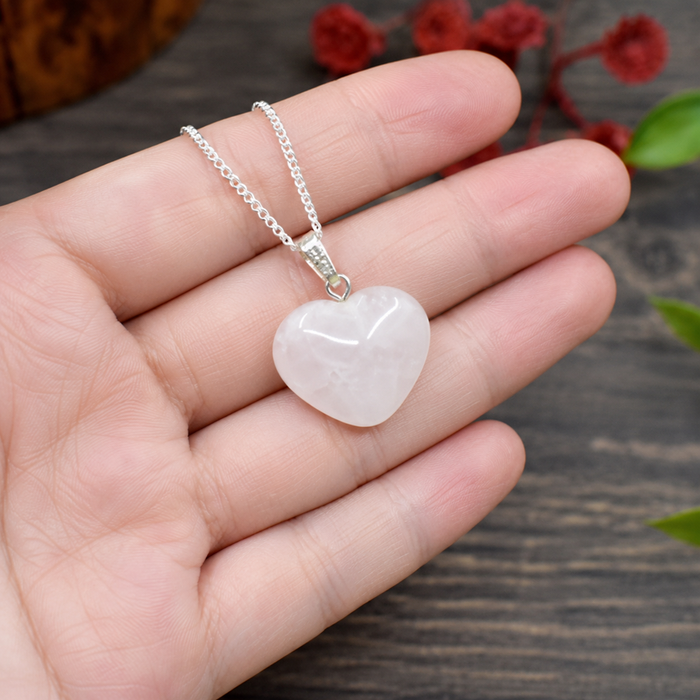 Rose Quartz Heart Pendant, Heart Shaped Stone Rose Quartz Pendants.