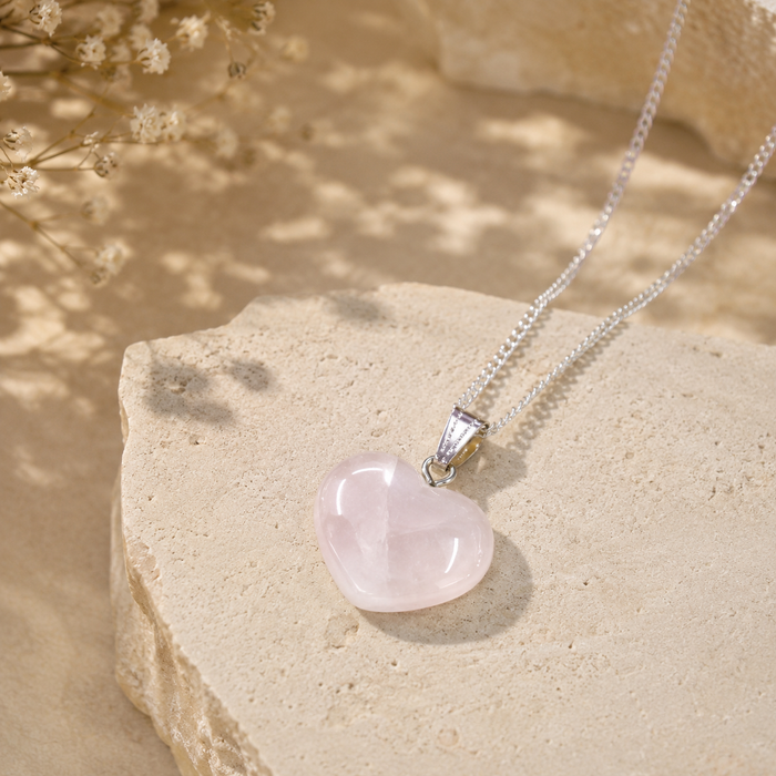 Rose Quartz Heart Pendant, Heart Shaped Stone Rose Quartz Pendants.