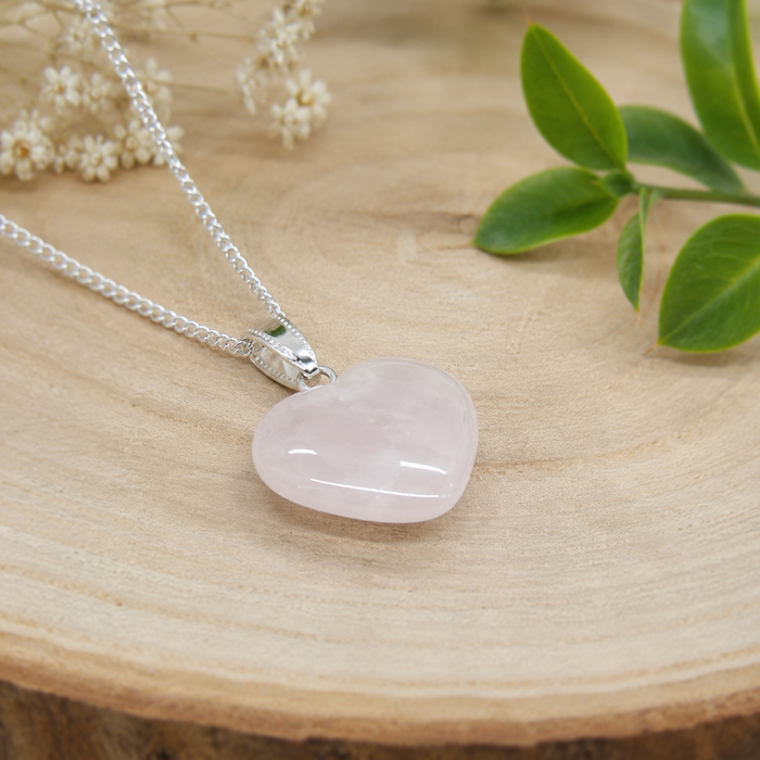 Rose Quartz Heart Pendant, Heart Shaped Stone Rose Quartz Pendants.