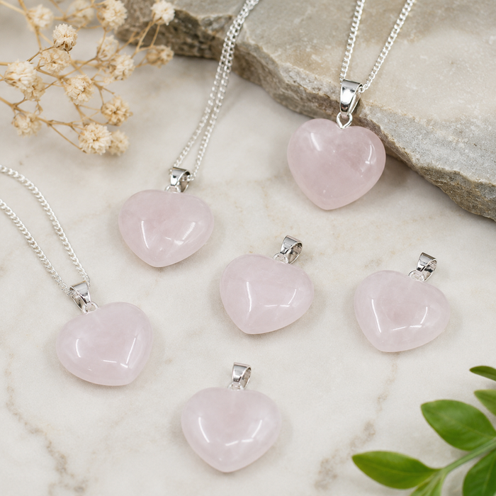 Rose Quartz Heart Pendant, Heart Shaped Stone Rose Quartz Pendants.