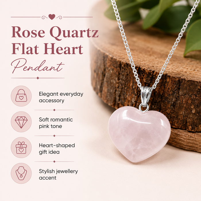 Rose Quartz Heart Pendant, Heart Shaped Stone Rose Quartz Pendants.