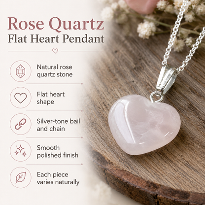 Rose Quartz Heart Pendant, Heart Shaped Stone Rose Quartz Pendants.