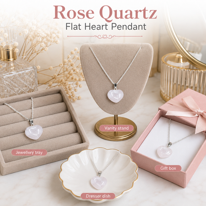 Rose Quartz Heart Pendant, Heart Shaped Stone Rose Quartz Pendants.