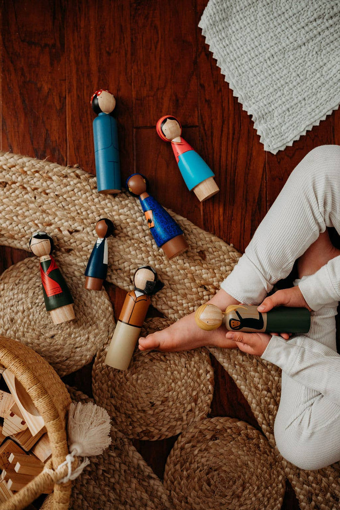 Rosie the Riveter 7.5" Wooden Doll
