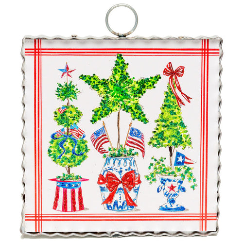 Round Top Print Mini Patriotic Boxwoods in Pots