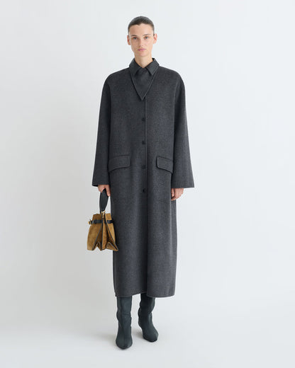 Rowina - Regenerated leather coat - Grey Melange/Black
