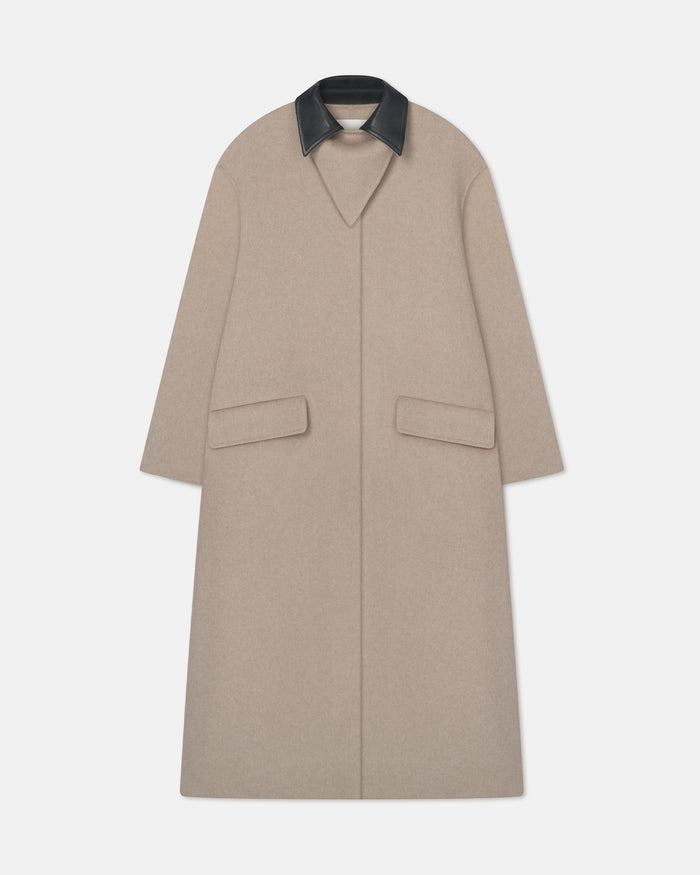 Rowina - Regenerated leather coat - Stone/Black