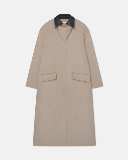 Rowina - Regenerated leather coat - Stone/Black