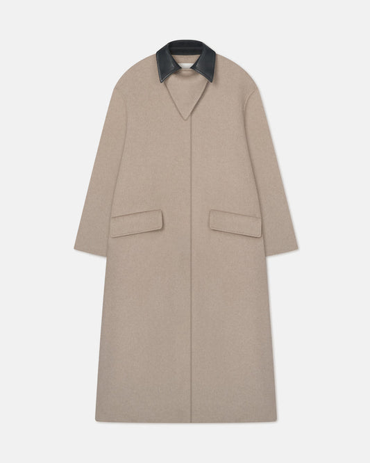 Rowina - Regenerated leather coat - Stone/Black