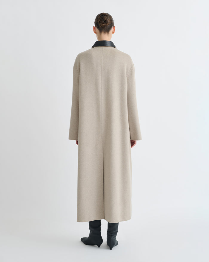 Rowina - Regenerated leather coat - Stone/Black