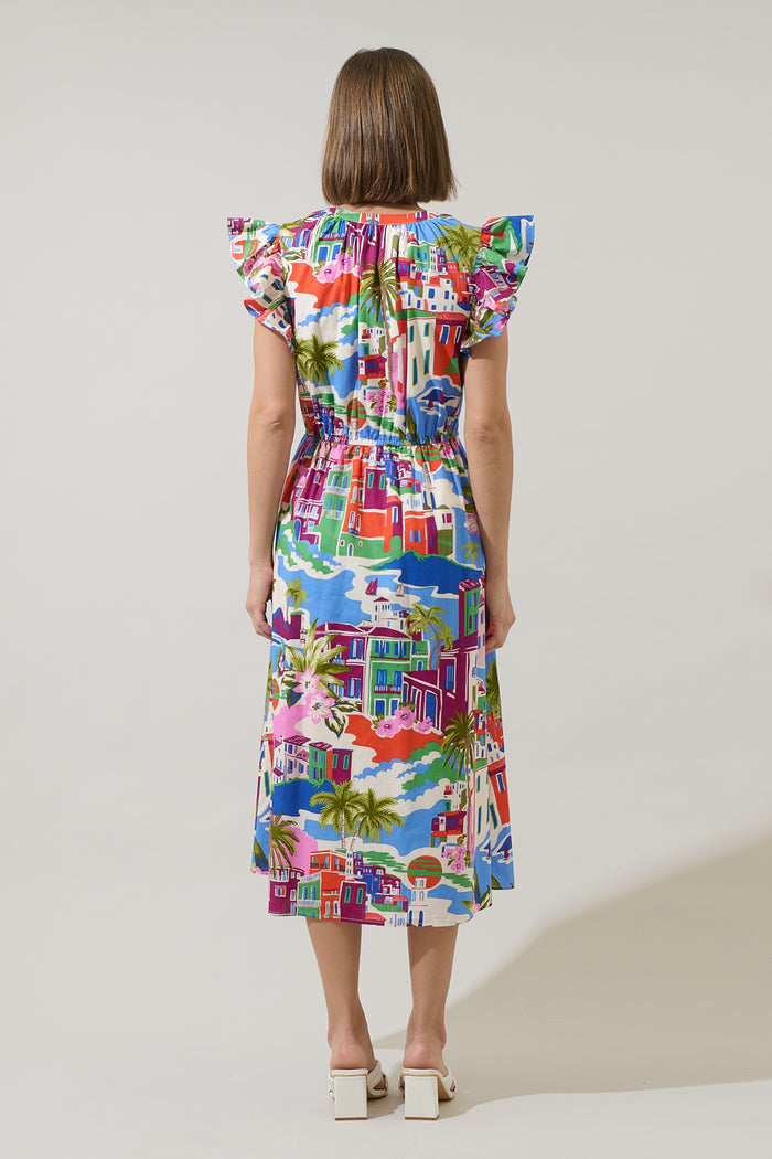 Rumi Town Tiarna Ruffle Midi Dress
