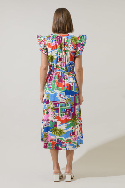 Rumi Town Tiarna Ruffle Midi Dress