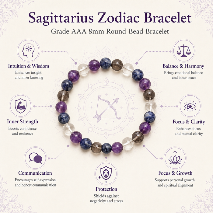 Sagittarius Zodiac Crystal Bracelet, Sagittarius Gifts