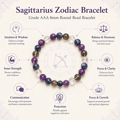 Sagittarius Zodiac Crystal Bracelet, Sagittarius Gifts