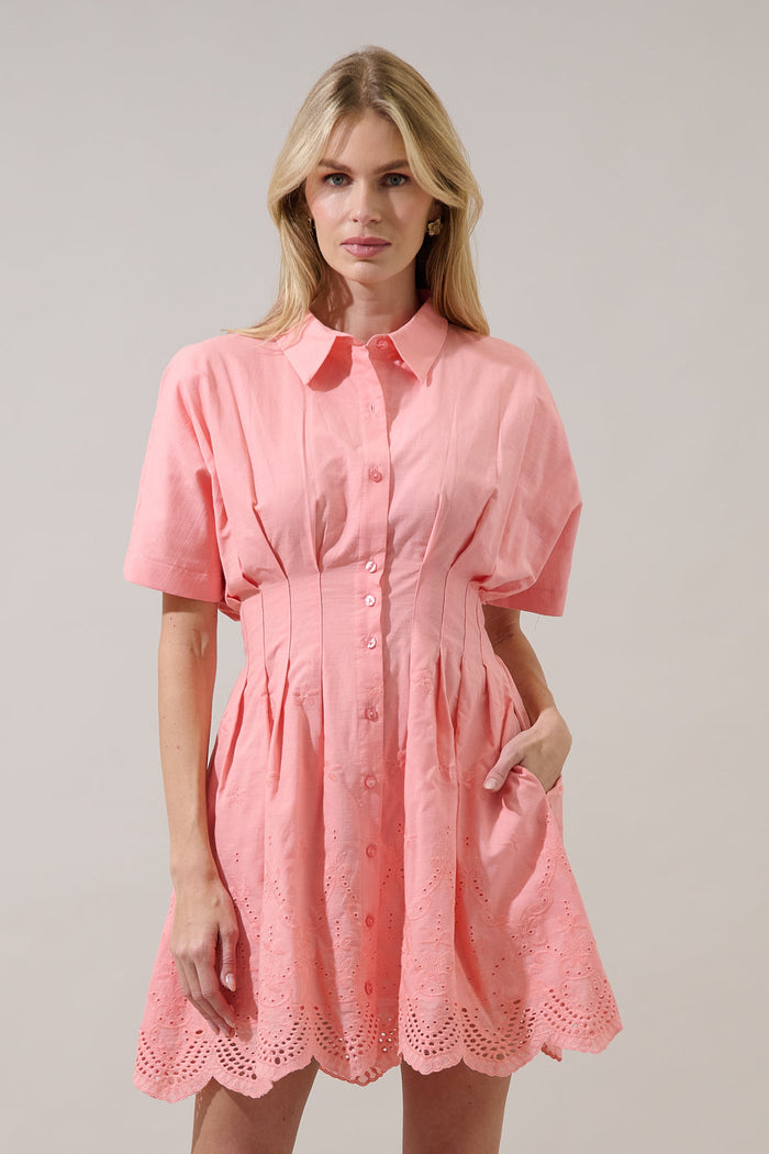 Sammie Collared Eyelet Mini Dress