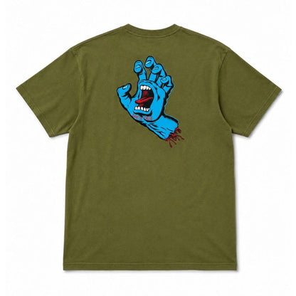 Santa Cruz Screaming Hand Chest T-Shirt Deep Olive