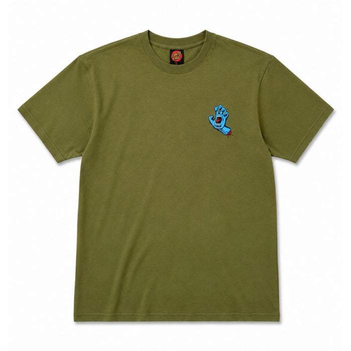 Santa Cruz Screaming Hand Chest T-Shirt Deep Olive