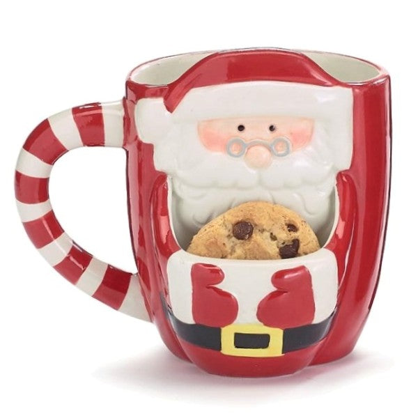 Santa with Pouch for Cookie 19 oz. Ceramic Mug with Cookie