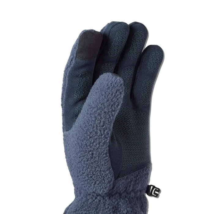 Left hand Sealskinz Hoveton Waterproof Sherpa Fleece Glove in navy colour showing the inner fingers and palm detail