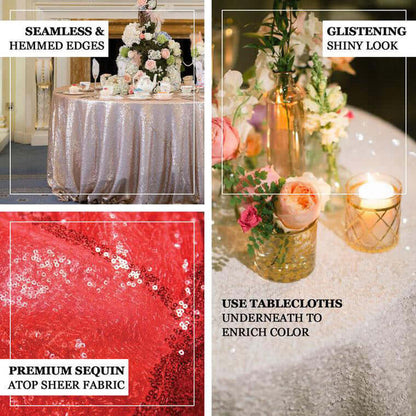 Premium sequin tablecloth with glistening shine for elegant events.