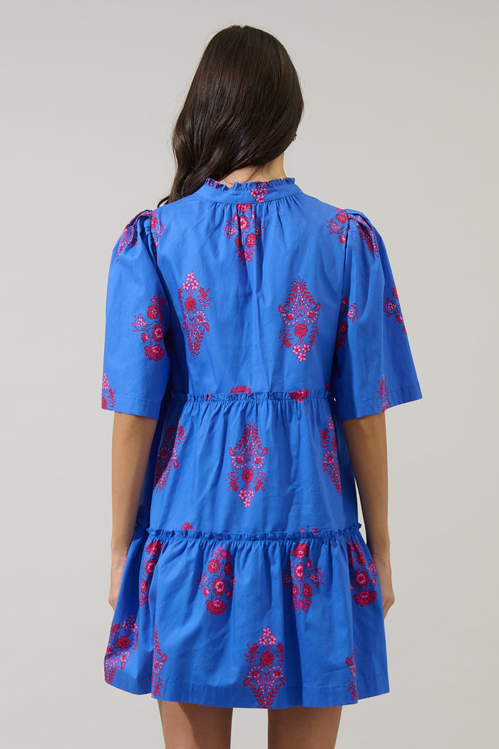 Shayna Floral Dixie Split Neck Shift Dress