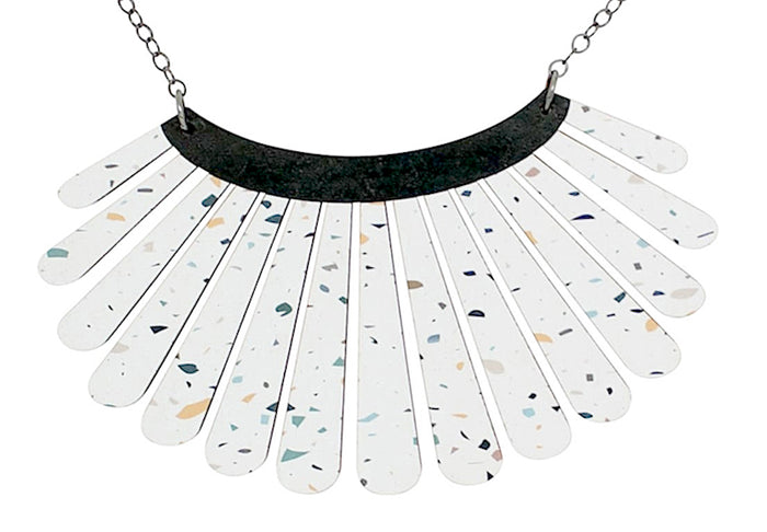 Seashell pendant necklace with ribbed shell detail, laser-cut and made in USA