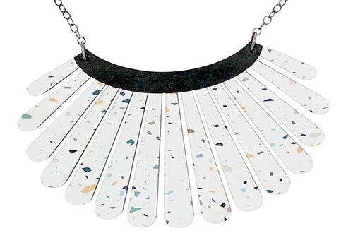 Seashell pendant necklace with ribbed shell detail, laser-cut and made in USA