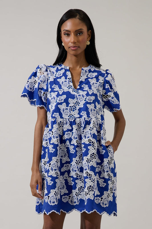 Sherla Embroidered Shift Mini Dress