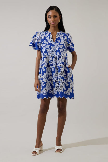 Sherla Embroidered Shift Mini Dress