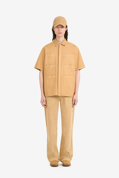 ETUDES STUDIO SHORT SLEEVES POCKETS SHIRT CAMEL 2