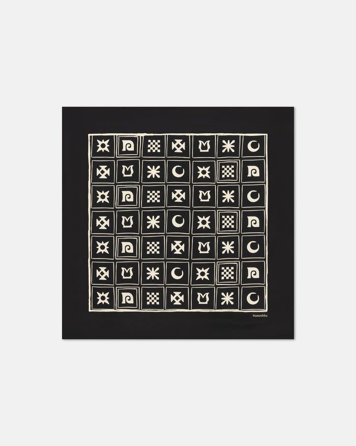 Shoul - Silk scarf - Off Black/Beige Kopjafa
