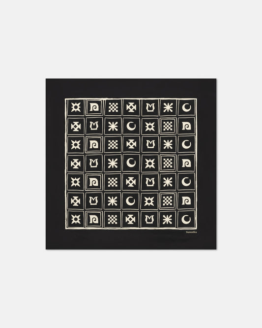 Shoul - Silk scarf - Off Black/Beige Kopjafa